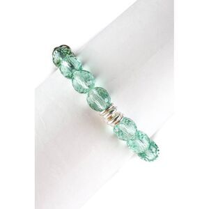 Links of London Green Glass Beaded Sterling Silver Bracelet
